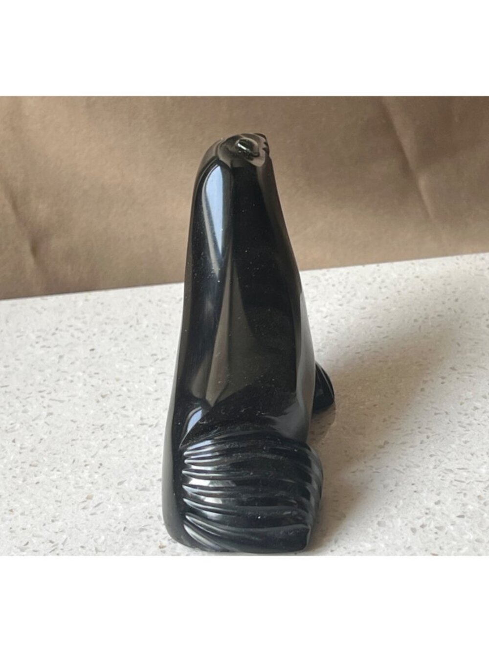 Hand Carved Sea Lion Sculpture Onyx Black Collectible 4.5" Long Approx. Gift Dad - Picture 8 of 15